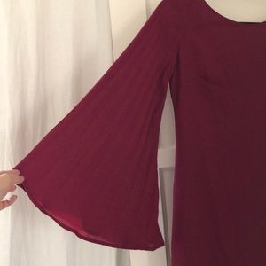 Burgundy bell sleeve dress
